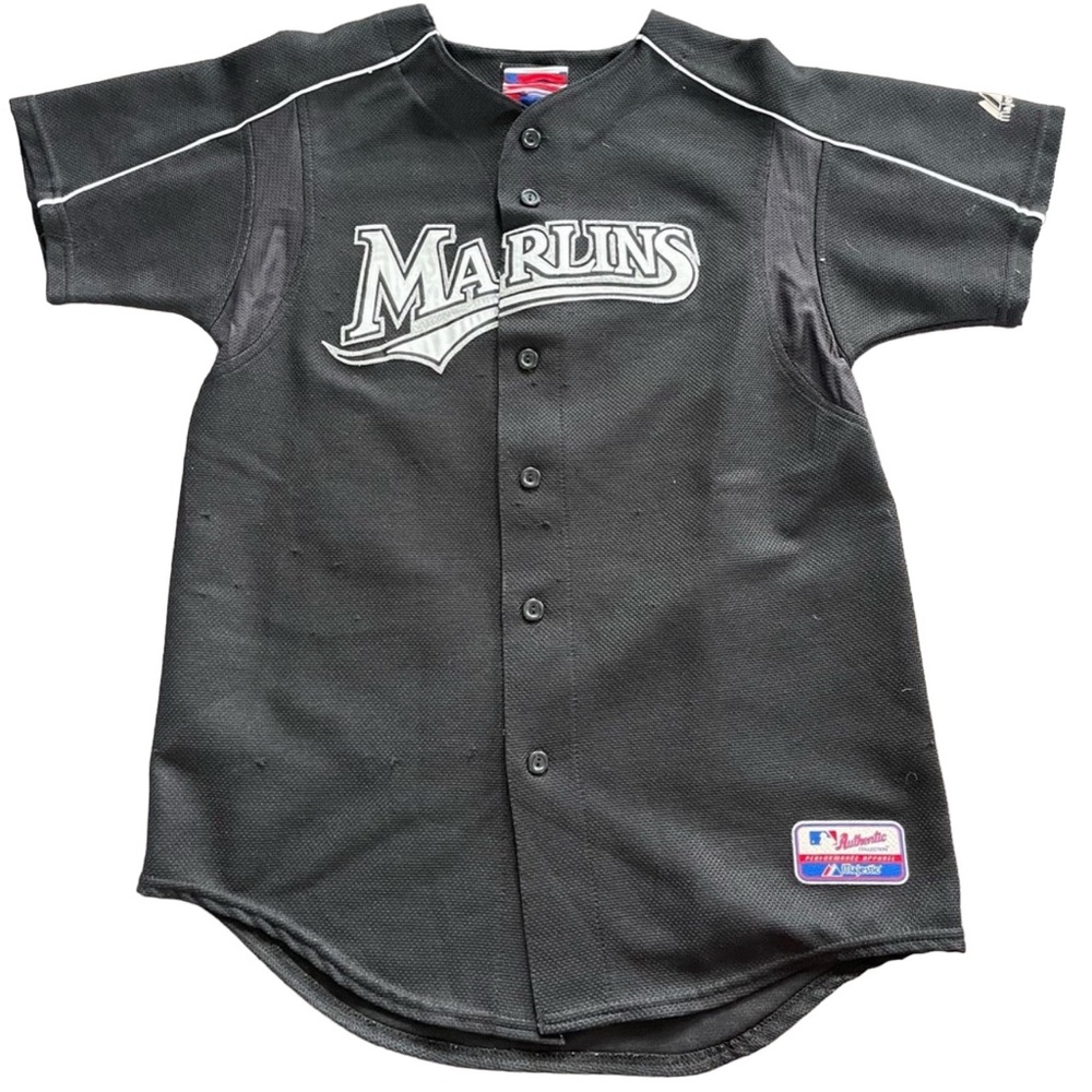 MAJESTIC Vintage‎ Florida Marlins Willis Black Youth Baseball Jersey, Youth XL